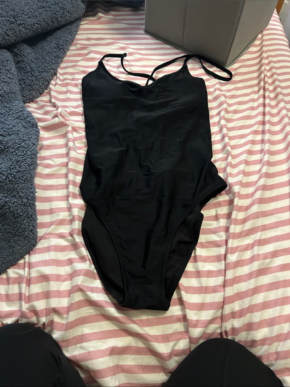 Black One-Piece Swimsuit with Thin Straps